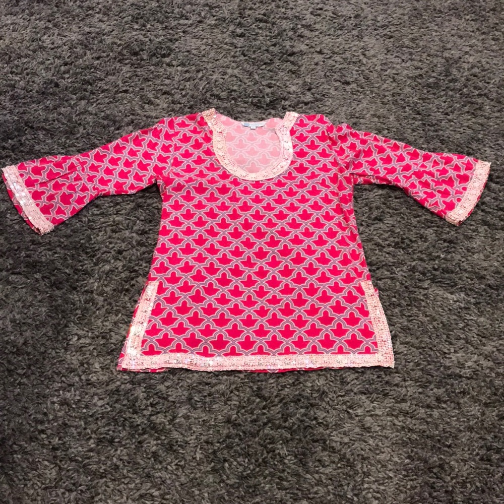 Escapada 3/4 Sleeve Tunic Top  w/ Embellishments